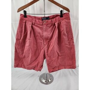Polo Ralph Lauren Mens Salmon Red Tyler Pleated Chino Shorts 100% Cotton Size 36